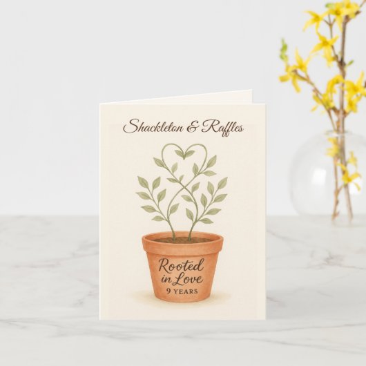 9th wedding anniversary cat lovers カード (黄色い花)