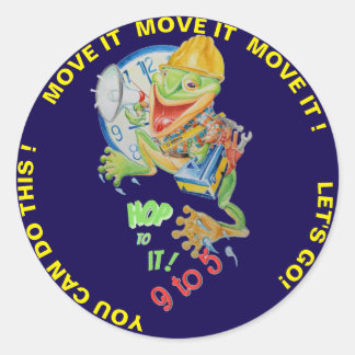 9to5 Motivator Frog Sticker  ラウンドシール