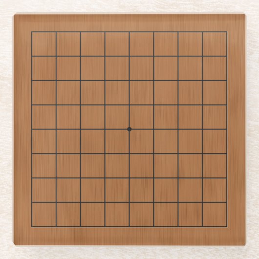9x9ミニチュア五番茶色の木目テクスチャ ガラスコースター (正面)