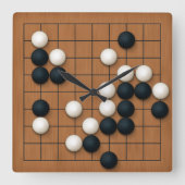 9x9碁盤（石あり）（茶色） スクエア壁時計 (正面)