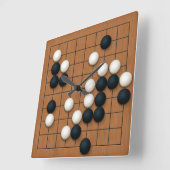 9x9碁盤（石あり）（茶色） スクエア壁時計 (傾斜)