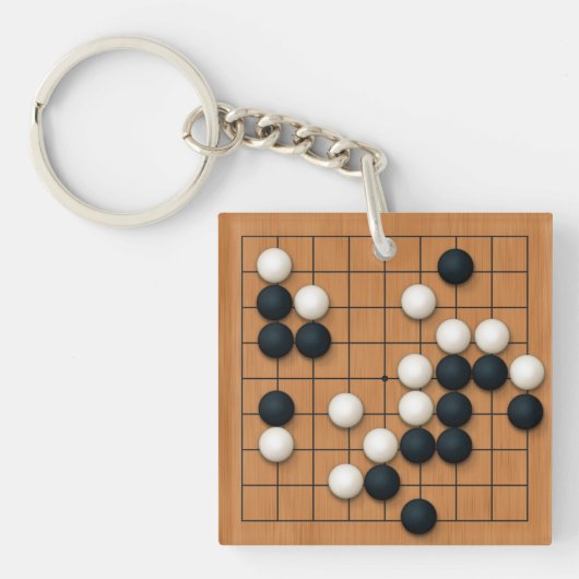 9x9 Goボードとストーンズカスタム付き キーホルダー (正面)
