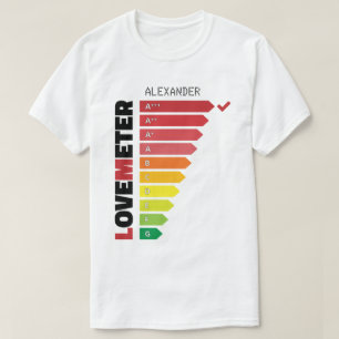 AからGの赤の黒の名前へのラブスコアパーソナライズされた Tシャツ