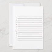 AからZのヴィノ・ビフォア・バウズ ブライダルシャワーのゲーム 招待状 (裏面)