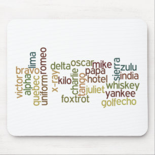 AからZの通話表の電話(Wordle) マウスパッド