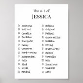 AからZへの友達の資質前向きカスタマイズ可能な贈り物 ポスター (正面)