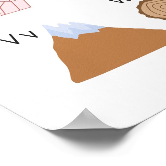 AからZアルファベットキッズ子供部屋教育 ポスター (角)