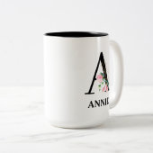 Aかわいらしモノグラムのイニシャル ツートーンマグカップ (正面右)