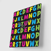 AかカラフルらZまでのアルファベット スクエア壁時計 (傾斜)