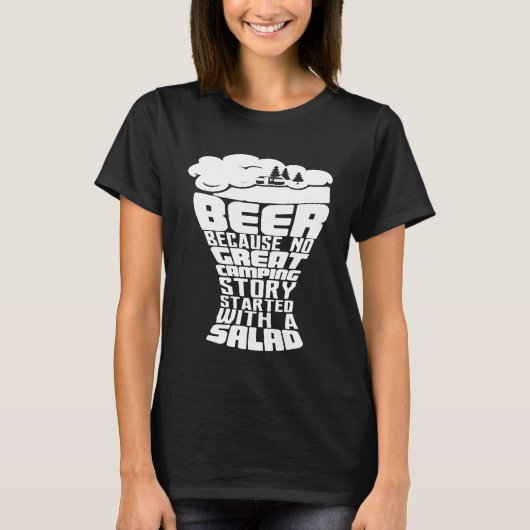 Aで始まったキ素晴らしャンピングの話が無いビール Tシャツ (正面)