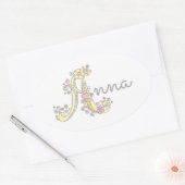 Aで始まる名前のラベル「Anna」 楕円形シール (封筒)