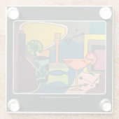 aで絵を描く「世紀半ばモダンなカクテル」の ガラスコースター (裏面)