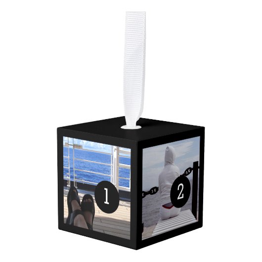 aで5つのイメージとあなた自身の装飾を容易にして下さい キューブオーナメント (正面アングル)