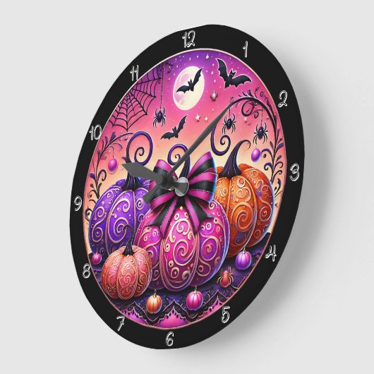 Aとピお洒落ッ不気味クのカボチャ ラージ壁時計 (傾斜)