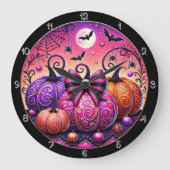 Aとピお洒落ッ不気味クのカボチャ ラージ壁時計 (正面)