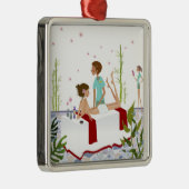 aにあっている女性をマッサージしているマッサージセラピスト メタルオーナメント (右)