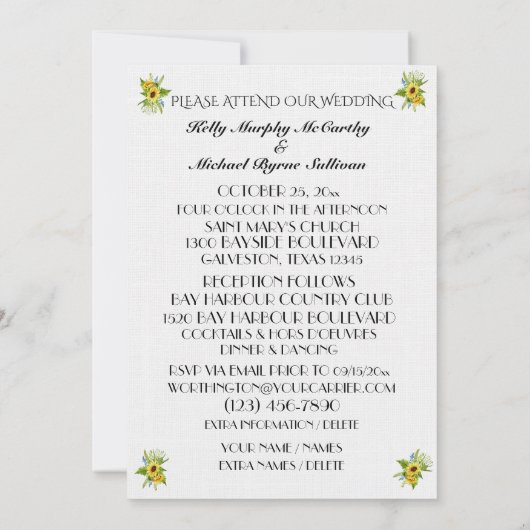 Aにとって素敵な結婚一日 –  招待状 (裏面)