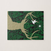 aに対するシカ、鳩および星のシルエット ジグソーパズル (横)