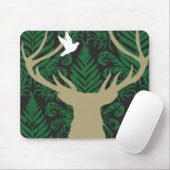 aに対するシカ、鳩および星のシルエット マウスパッド (マウス)