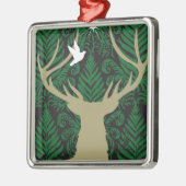 aに対するシカ、鳩および星のシルエット メタルオーナメント (左)