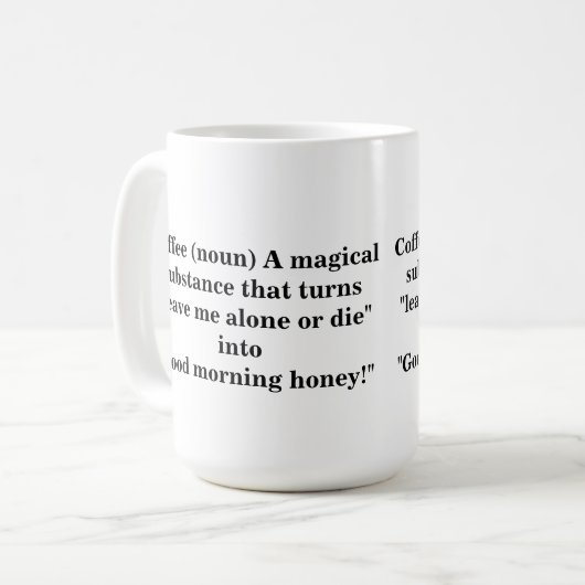 aのおもしろいでユニークなことわざ コーヒーマグカップ (正面左)