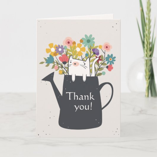 Aのじょうろカード(任意写真)の猫 サンキューカード (正面)