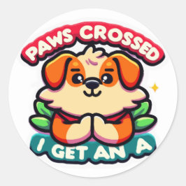 Aのために渡された手:かわいい犬の新学期 ラウンドシール