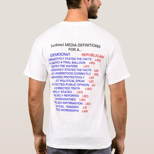 (Aのためのunbias)媒体定義…、民主党員、… Tシャツ (裏面)