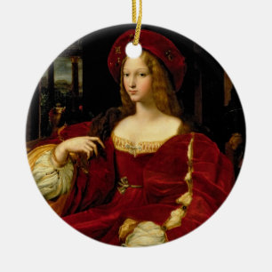 Aのアラゴン(c.1500-77)妻のJeanneのポートレート セラミックオーナメント