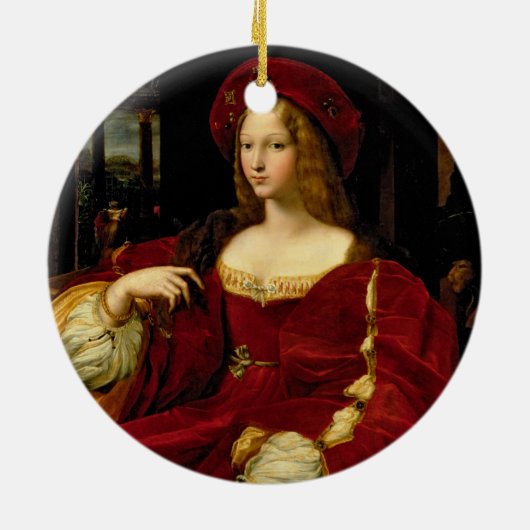 Aのアラゴン(c.1500-77)妻のJeanneのポートレート セラミックオーナメント (裏面)