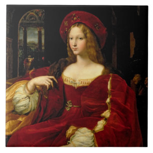 Aのアラゴン(c.1500-77)妻のJeanneのポートレート タイル