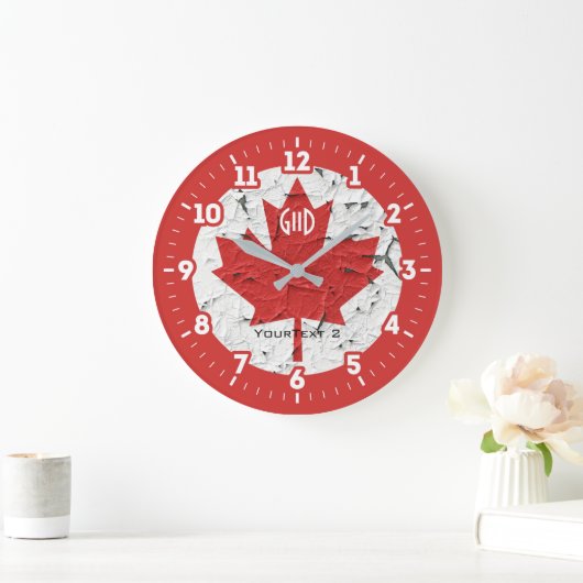 aのカナダの旗のカエデの葉 ラージ壁時計 (ホーム)