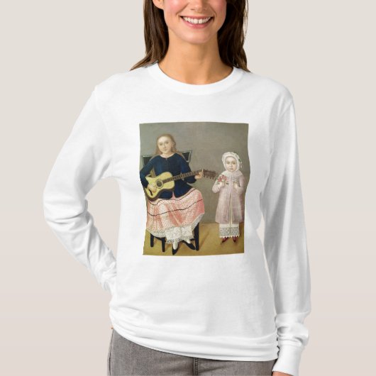 aのギターそして子供を持つ若い女の子 tシャツ (正面)