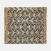 aのクラシックなアールデコの金ゴールドファンのデザイン フリースブランケット (正面(横))