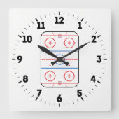 aのスケートリンクの図表のホッケーの試合の装飾 スクエア壁時計 (正面)