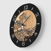 aのタケスタイルのダイヤルのHokusaiの素晴らしい波 ラージ壁時計 (傾斜)