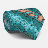 aのターコイズそしてSnakeskin珊瑚のパターン ネクタイ (ロール)