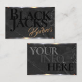 aのチャコールグレーの大理石の理髪店 名刺 (正面/裏面)