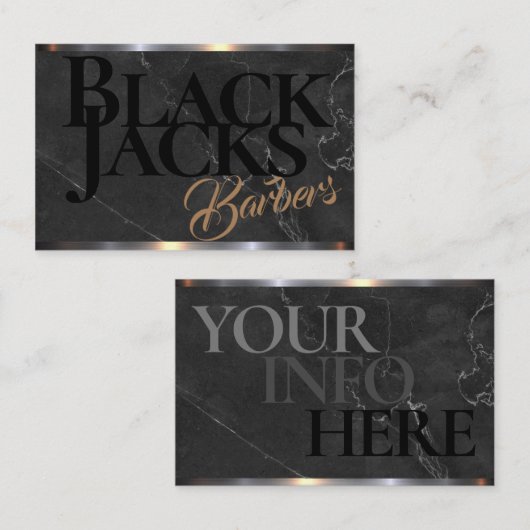 aのチャコールグレーの大理石の理髪店 名刺 (正面/裏面)