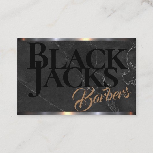 aのチャコールグレーの大理石の理髪店 名刺 (正面)