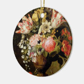 aのトカゲが付いているつぼの花の静物画 セラミックオーナメント (左)