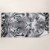 aのトラの青い目の装飾 ビーチタオル (正面)