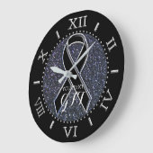aのパーソナライズで黒いリボンの認識度 ラージ壁時計 (傾斜)