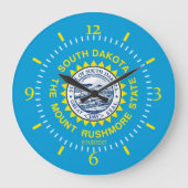 aのパーソナライズなサウスダコタの州の旗のデザイン ラージ壁時計 (正面)