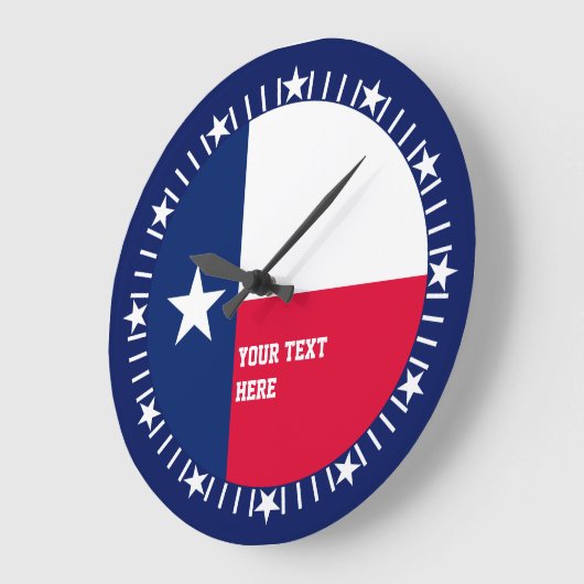aのパーソナライズなテキサス州の州の旗のデザイン ラージ壁時計 (傾斜)