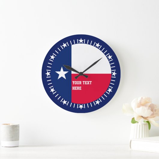 aのパーソナライズなテキサス州の州の旗のデザイン ラージ壁時計 (ホーム)