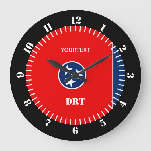 aのパーソナライズなテネシー州の州の旗のデザイン ラージ壁時計 (正面)