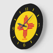 aのパーソナライズなニューメキシコの州の旗のデザイン ラージ壁時計 (傾斜)