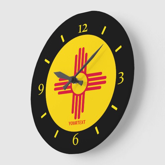 aのパーソナライズなニューメキシコの州の旗のデザイン ラージ壁時計 (傾斜)