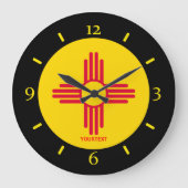 aのパーソナライズなニューメキシコの州の旗のデザイン ラージ壁時計 (正面)